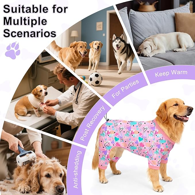 Bienbee Dog Pajamas, 4 Pack Dog Recovery Suit Shedding Suit Cute Soft Puppy - Image 7
