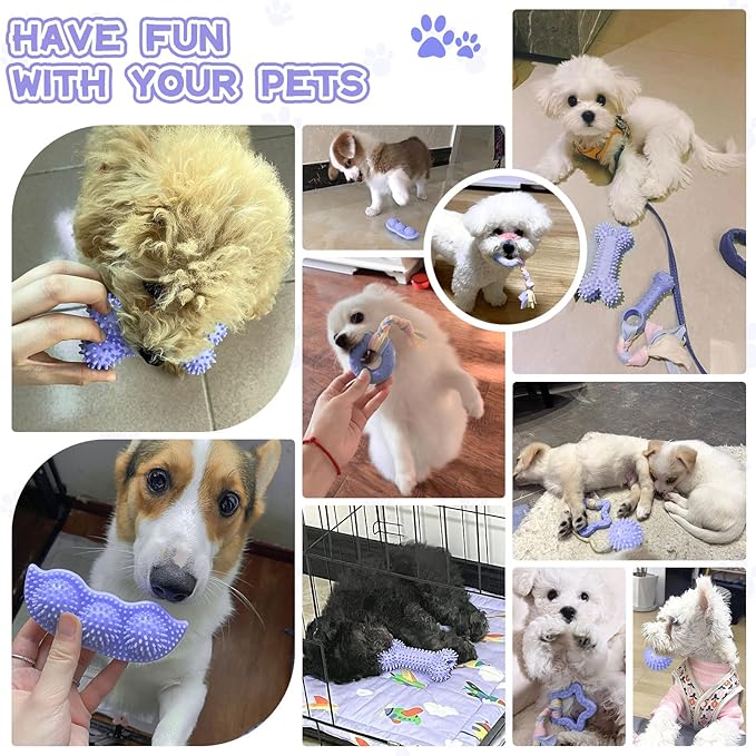 Petcare 6 Pack Puppy Teething Toys, Cute Purple Small Dog Chew Toys - Image 2