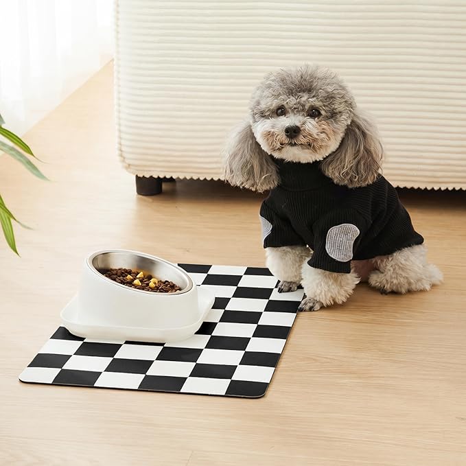 Checkered Dog Feeding Mat, Absorbent Mats - Image 2