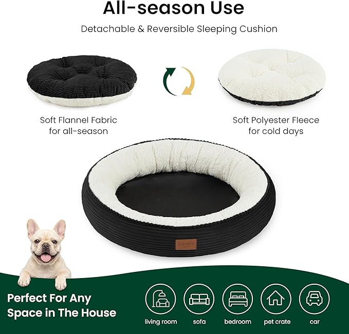 Love's cabin Round Donut Cat and Dog Cushion Bed, 30in Pet Bed - Image 3