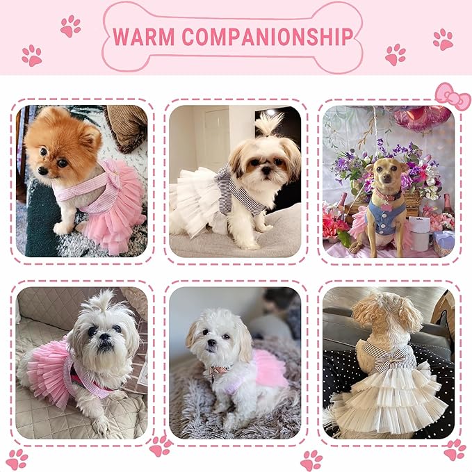 Dog Dresses, Fashion Pet Dog Clothes, Striped Mesh Puppy Dogs Princess Dresses - Image 4