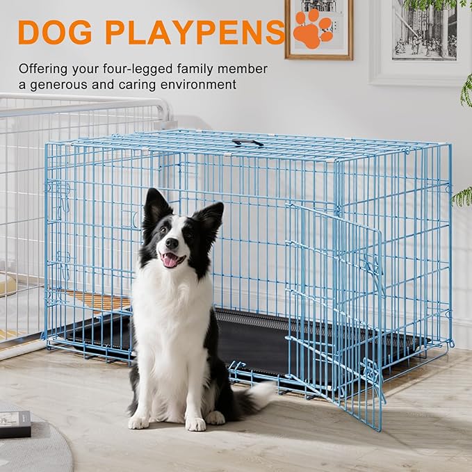 FDW Large Dog Crate 42inch Dog Cage Foldable Metal Kennel - Image 2