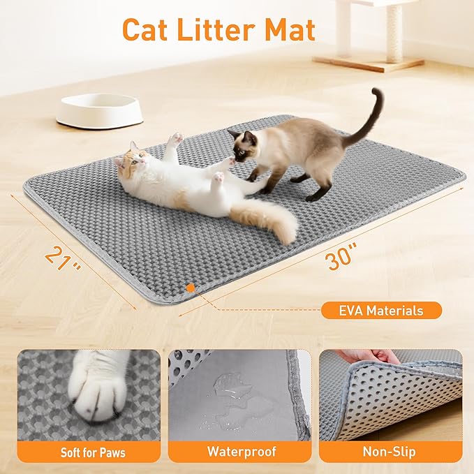 Cat Litter Mat for Litter Box, Easy-Clean Scatter Non-Slip Kitty Litter Mat - Image 2