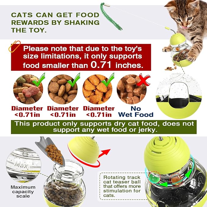TLKNG Cat Toy for Indoor Cats Wobble Treat Dispenser Ball Kitten Food Dispenser - Image 5