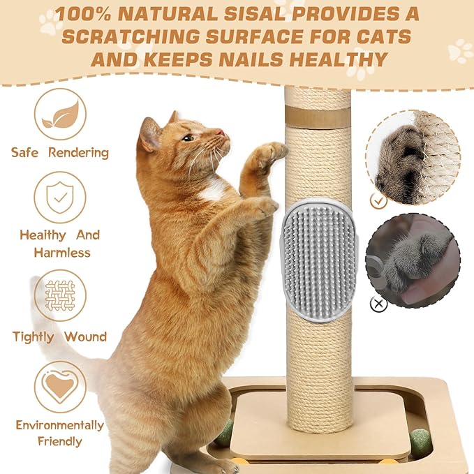 27” Small Cat Tree with 3-Tier Ball Track & Jute Scratching Post, Space-Saving - Image 3