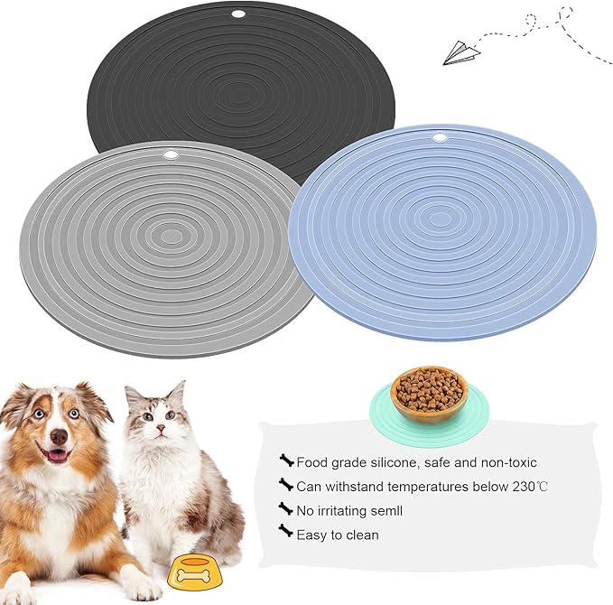 3 Pieces Silicone Pet Food Mat Feeding Mat - Image 5