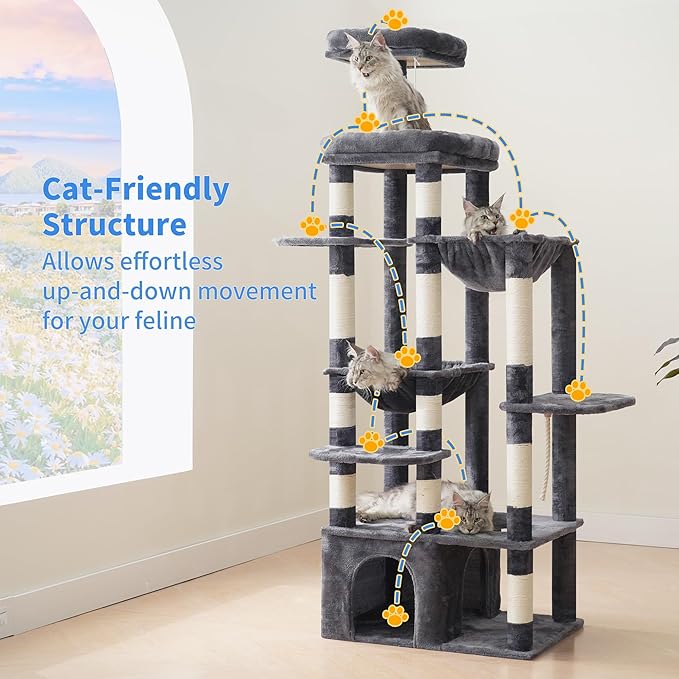 Heybly Cat Tree, 71-Inch Tall Cat Tower - Image 2
