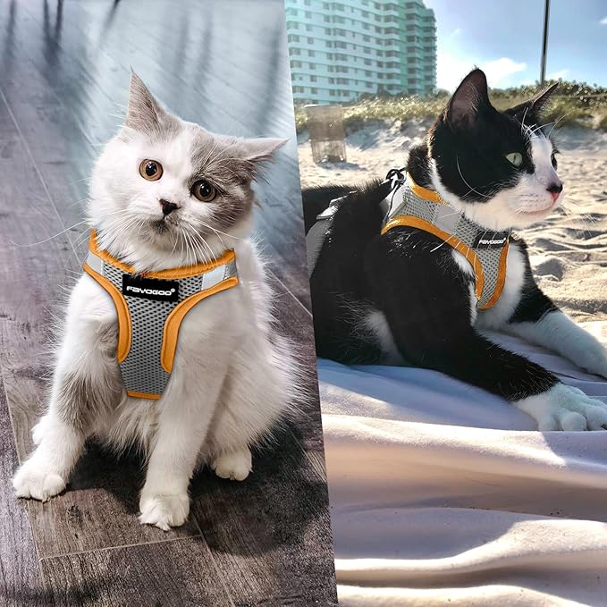 FAYOGOO Gray Escape Proof Cat Harness & Leash Set, XL - Image 6