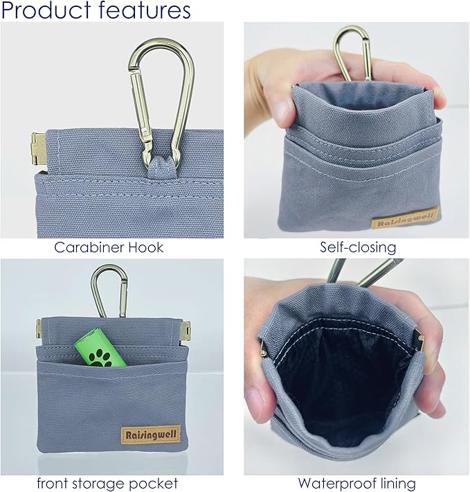 Raisingwell Dog Treat Pouch, Small Cotton Pocket Sized Training Holder - Image 3