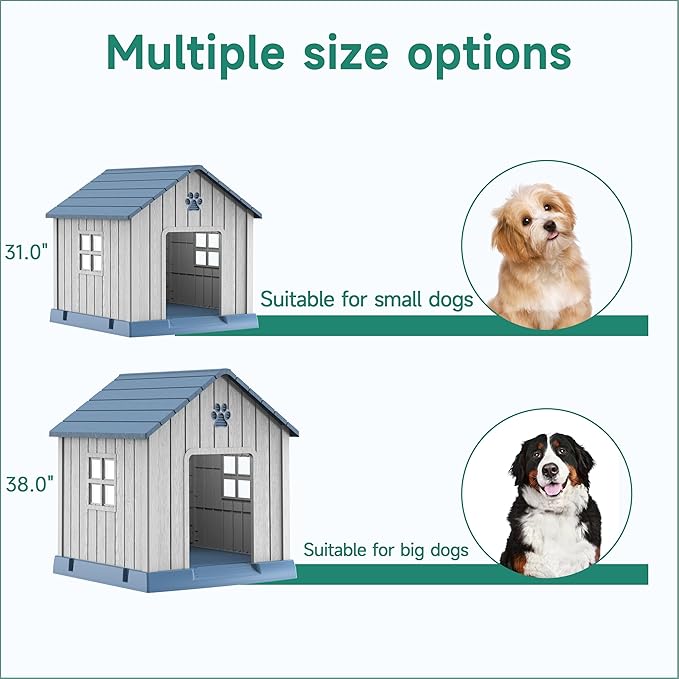 Vixzen 32in Large Outdoor Dog House, Durable Water Resistant Resin Dog House - Image 4