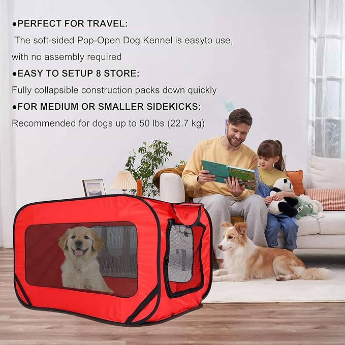 36 Inch Foldable Dog Kennel for Large Dogs, Portable Waterproof Pop-Up Pet Crate - Image 4
