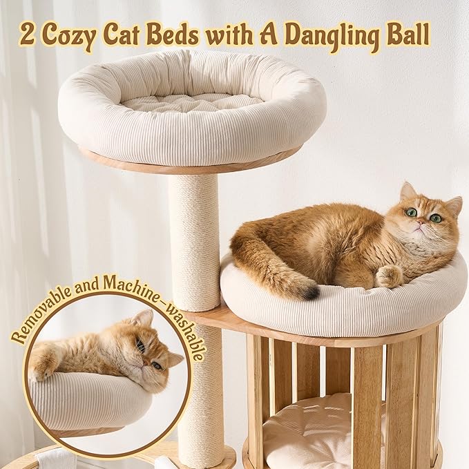 Modern Cat Tree Tower with Scratching Post, 61.5in Tall Cat Tree - Image 3
