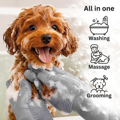 Dog Washing Gloves with Bristle Scrubbers, Reusable Silicone Gloves Ideal - Image 2