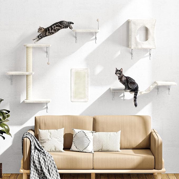 NUNU LAB Cat Wall Shelves Set, Scratching Post, Wall Shelves - Image 2