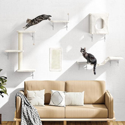 5 Pcs Cat Wall Shelves Set, Wall-Mounted Climber - Image 3