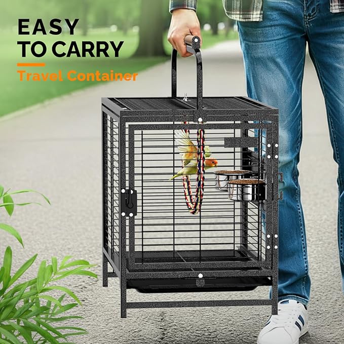 VINGLI Small Bird Cage, 19 inch Travel Carrier Bird Cage - Image 2