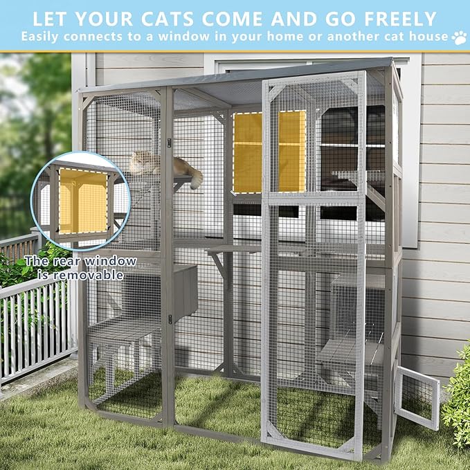 Ketive Catio Outdoor Cat Enclosure Large Window Cat House Walk in Kitty Cage - Image 3