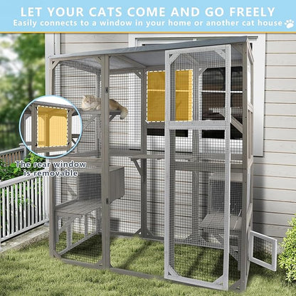Ketive Catio Outdoor Cat Enclosure Large Window Cat House Walk in Kitty Cage - Image 3