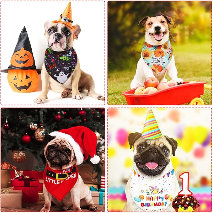 Weewooday 9 Pcs Holiday Dog Bandanas Memory Day Bandanas Patriotic Seasonal - Image 7