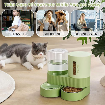 2 Pack Automatic Cat Feeder Stainless Steel Water Dispenser Gravity Food Feeder - Image 7