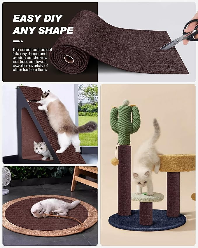 VIVOYAN 78.7"x15.8" Cat Scratch Mat, Trimmable Self-Adhesive Carpet, DIY Climb - Image 4