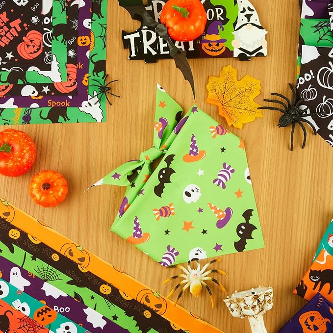 Preboun 50 Pcs Halloween Dog Bandanas Bulk Pumpkin Ghost Bandanas - Image 5
