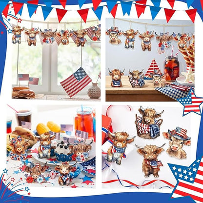 12 Pcs 4th of July Patriotic Wood Ornaments Hanging Decoration 250th - Image 6