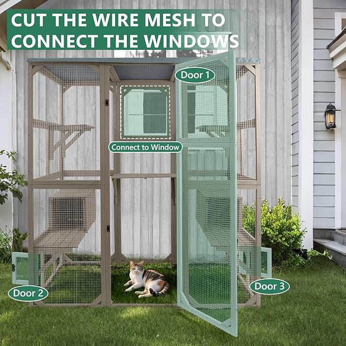Large Outdoor Cat Catio Enclosures, Wooden Catio Window Cat Patio - Image 4