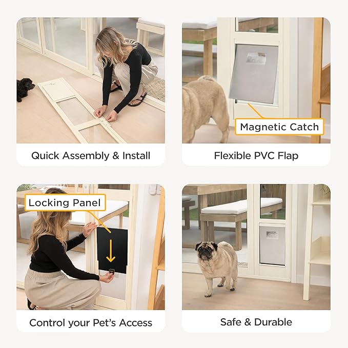 Hakuna Pets Cream Glass Patio Pet Door - Image 7