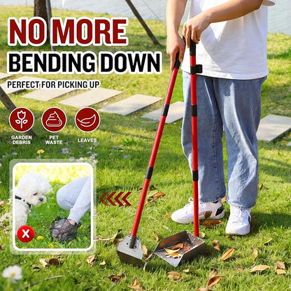 Pooper Scooper for Large Dogs, Adjustable Long Handle Metal Tray and Spade Poop - Image 3