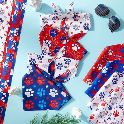 50 Pcs Patriotic Paw Print Dog Bandanas Bulk 4th of July Bandanas - Image 5