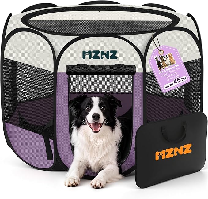 Dog Playpen, Portable Puppy Pet Crate Indoors by MZNZ