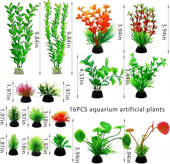 16-Piece Artificial Aquarium Plants Set – Vibrant, Realistic Fish Tank - Image 4