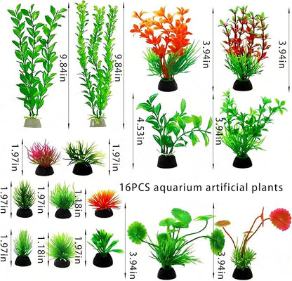 16-Piece Artificial Aquarium Plants Set – Vibrant, Realistic Fish Tank - Image 4