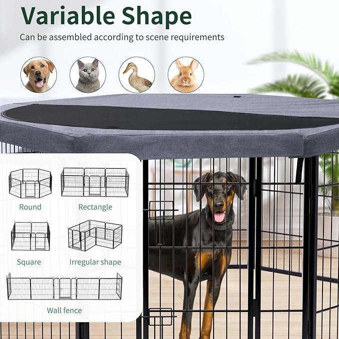 PETIME Dog Playpen, Metal Exercise Puppy Pen Heavy Duty Kennels Yard Fence - Image 6