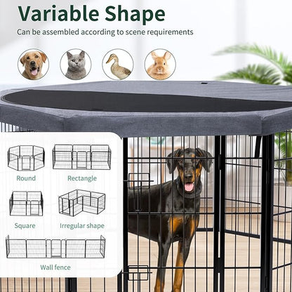 PETIME Dog Playpen, Metal Exercise Puppy Pen Heavy Duty Kennels Yard Fence - Image 6
