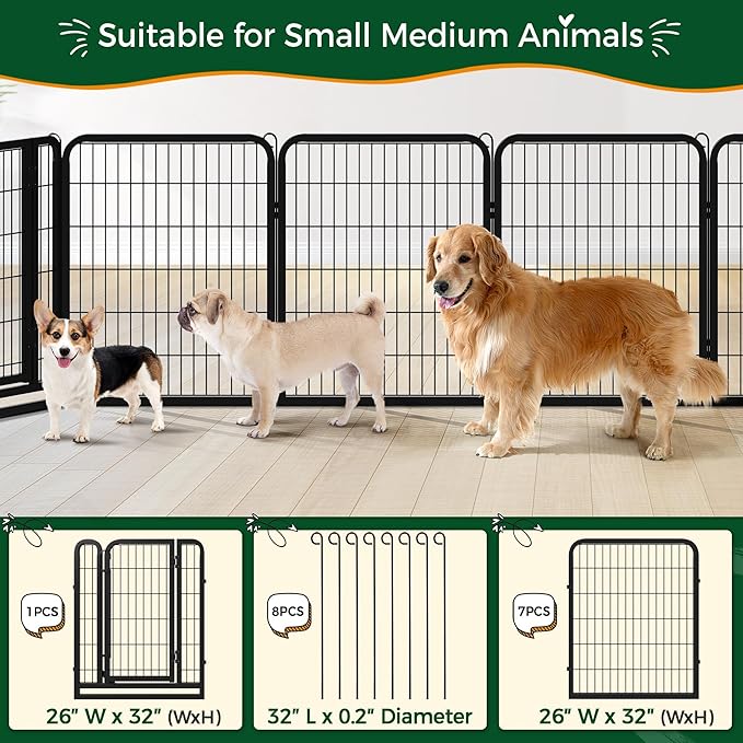 Yaheetech Dog Playpen Outdoor, 32 inch 8 Panels Dog Pen Indoor Heavy Duty Puppy - Image 4