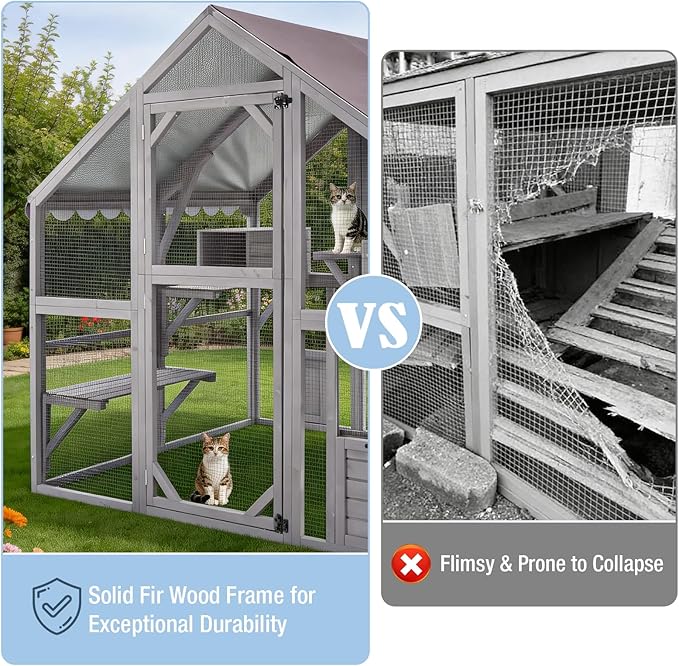 Large Catio Outdoor Cat Enclosure, 74’’ Cat House - Image 6