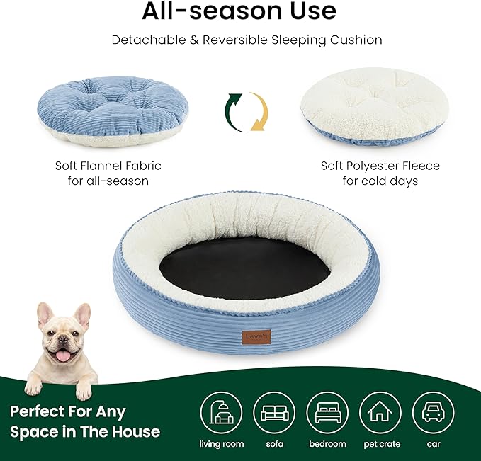 Love's cabin Round Donut Cat and Dog Cushion Bed, 30in Pet Bed - Image 3