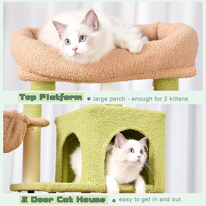 Gitelsnour Cat Tree, Cat Tower for Indoor Cats, 43.3 inch Cactus Cat Tree Tower - Image 5