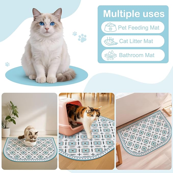 Glittme 33"X22" Arch Shape Cat Litter Mat Trapping Pad Soft Loop-Mesh Litter - Image 6