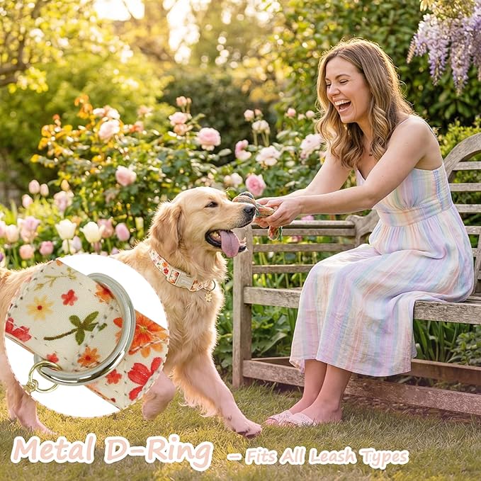 Dog Collar with Pink Floral Patterns, Spring Summer Collection Dog Collar with - Image 6