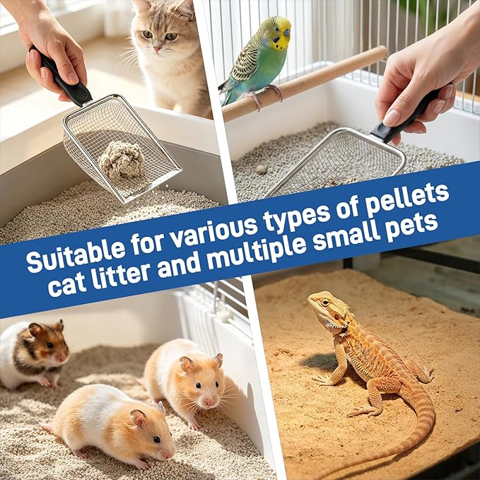 Metal Cat Litter Scoop with 3.8mm Mesh, Robust Stainless Steel Kitty Litter - Image 7