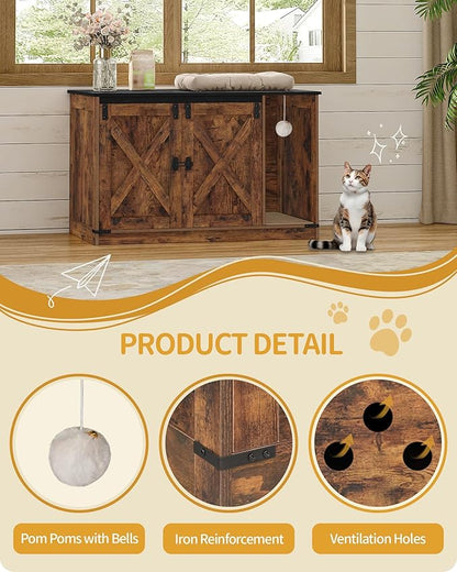 Hzuaneri Cat Litter Box Enclosure, Hidden Litter Box Cabinet Furniture - Image 8