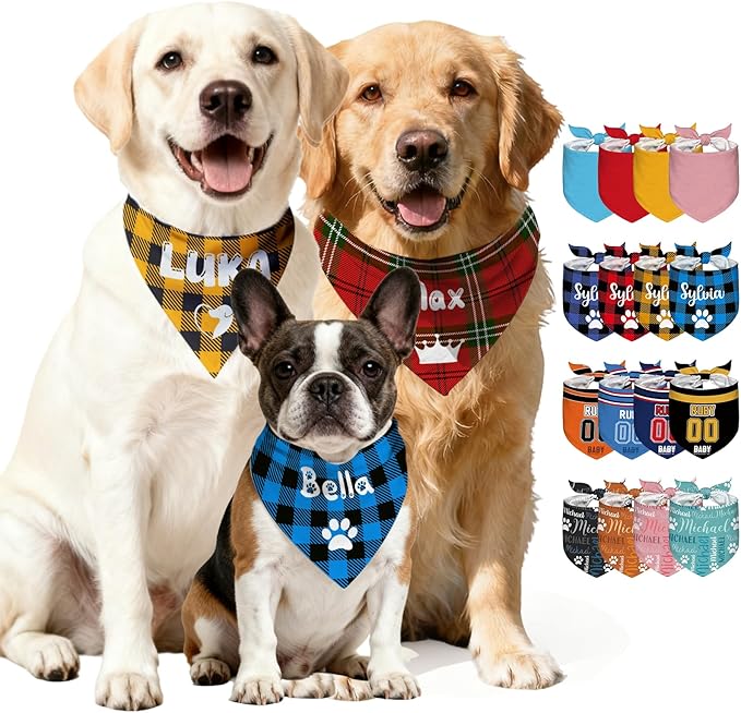 Custom Dog Bandana with Name & Icon, Personalized Pet Bandana by Unknown