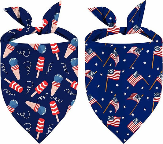 4th of July Dog Bandanas, Patriotic Pet Decorations 2 Pack, Adjustable by Unknown