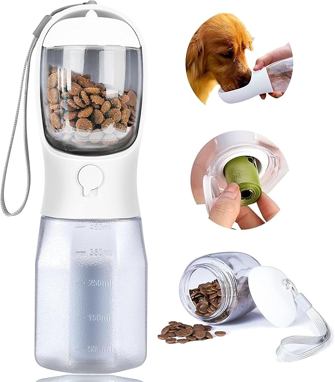 Dog Water Bottle with Food Container, Portable Pet Dog Water Dispenser by AVELORA