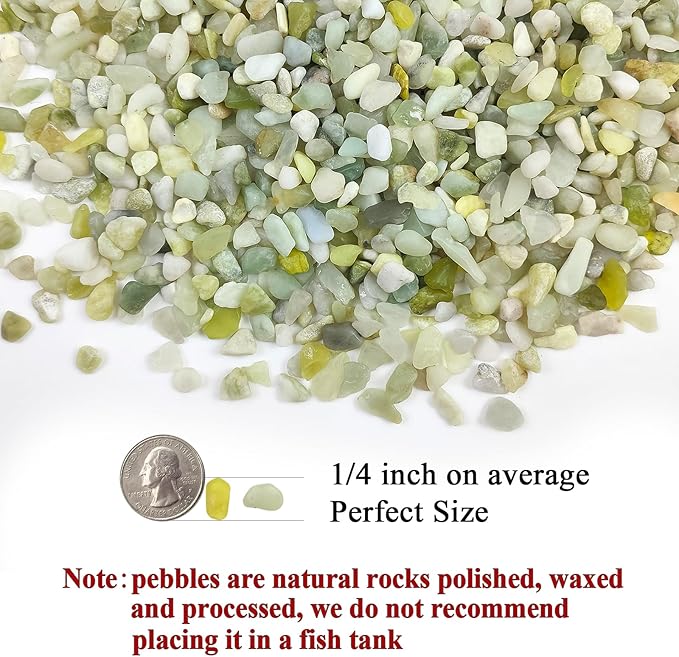 FANTIAN 5 lbs Jade Pebbles for Indoor Plants, 1/4 inch Polished Gravel Rocks - Image 2