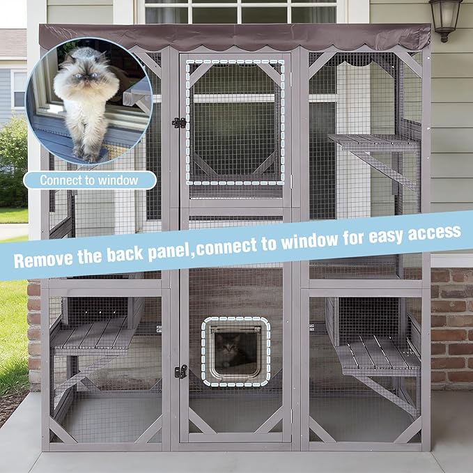70.1’’ Large Catio Outdoor Cat Enclosure, Weatherproof Walk-in Cat Cage - Image 2