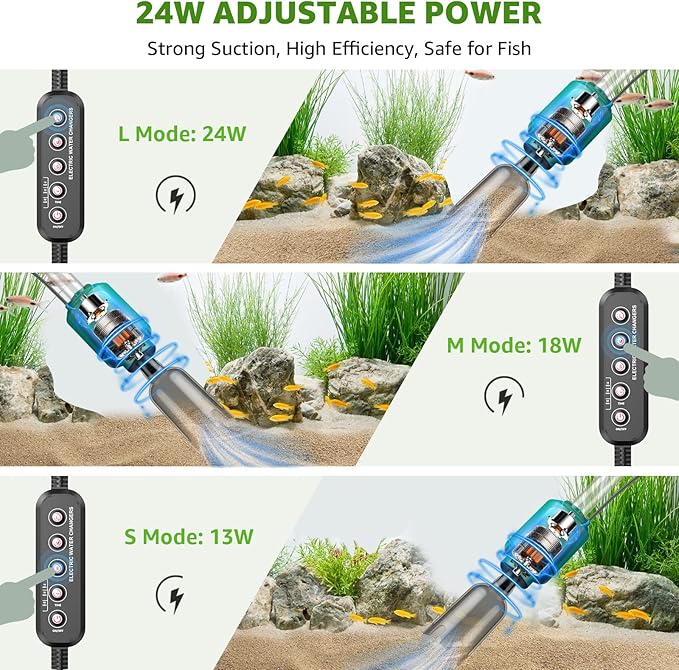 Electric Aquarium Vacuum Gravel Cleaner: 24W Fish Tank Vacuum Gravel Cleaner - Image 3